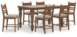Greddinton Brown Counter Height Dining Table and 6 Barstools