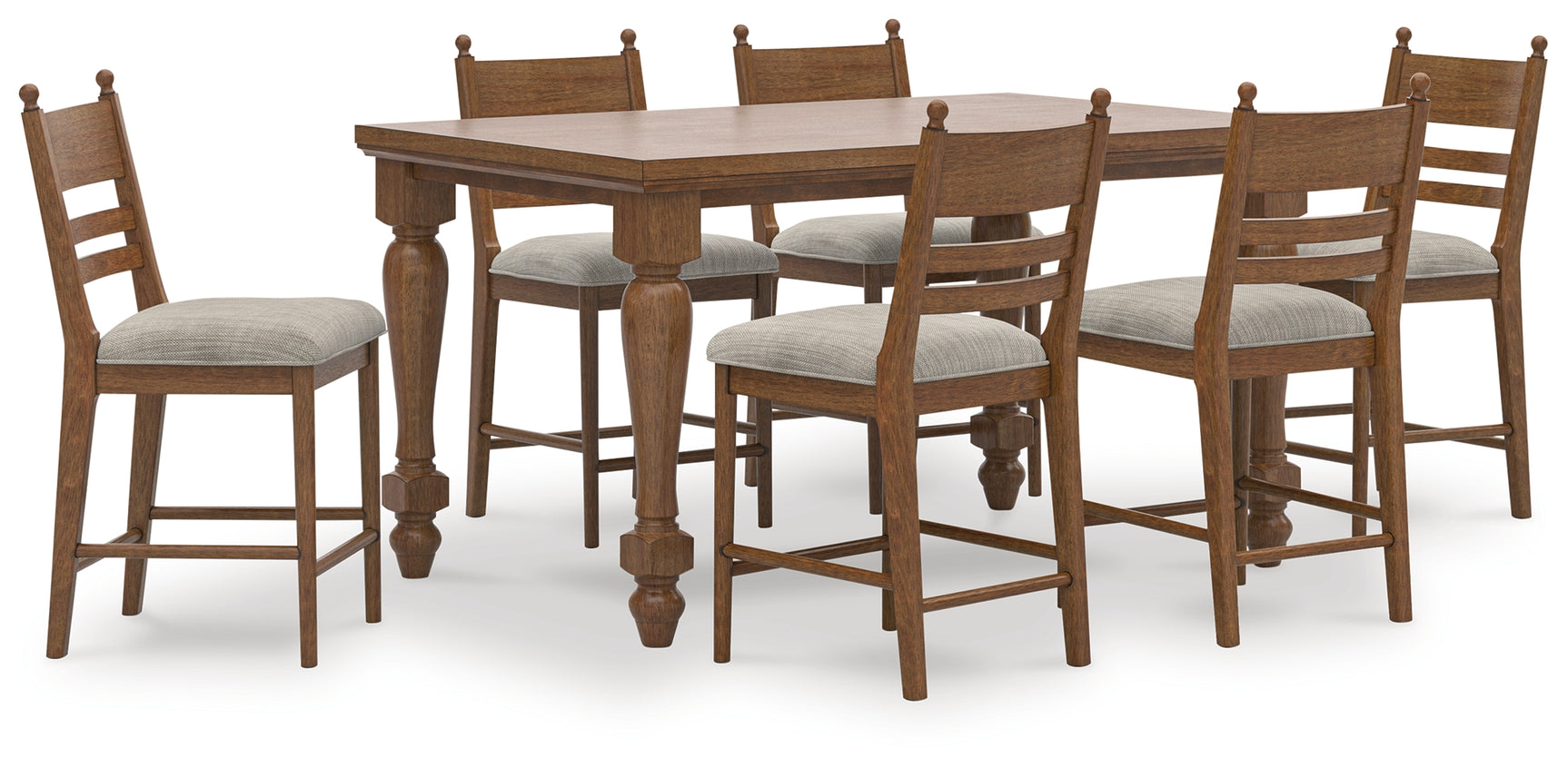 Greddinton Brown Counter Height Dining Table and 6 Barstools