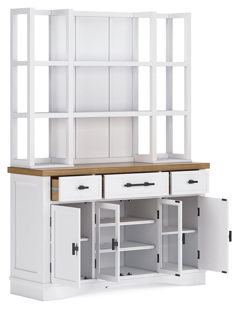 Ashbryn White Natural Dining Server And Hutch