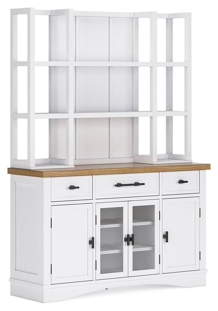 Ashbryn White Natural Dining Server And Hutch