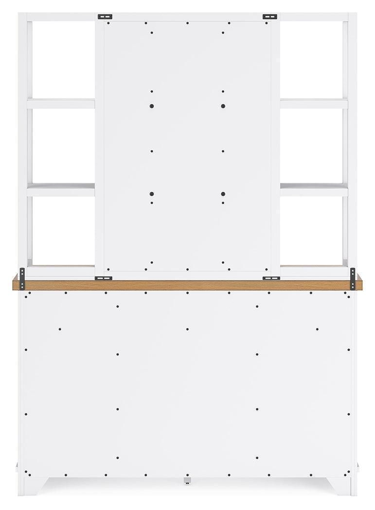 Ashbryn White Natural Dining Server And Hutch