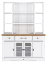 Ashbryn White Natural Dining Server And Hutch