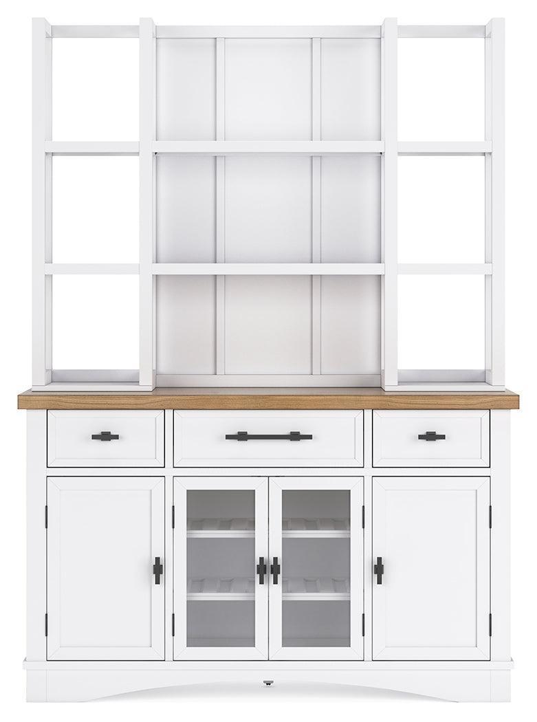 Ashbryn White Natural Dining Server And Hutch