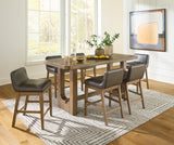 Cabalynn Light Brown Counter Height Dining Table and 6 Barstools