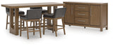 Cabalynn Light Brown Counter Height Dining Table and 4 Barstools with Storage
