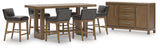 Cabalynn Light Brown Counter Height Dining Table and 6 Barstools with Storage