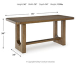 Cabalynn Light Brown Counter Height Dining Table and 6 Barstools with Storage