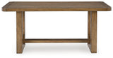 Cabalynn Light Brown Counter Height Dining Table and 6 Barstools with Storage