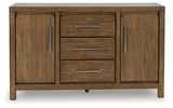 Cabalynn Light Brown Counter Height Dining Table and 4 Barstools with Storage