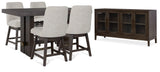 Burkhaus Dark Brown Counter Height Dining Table and 4 Barstools with Storage