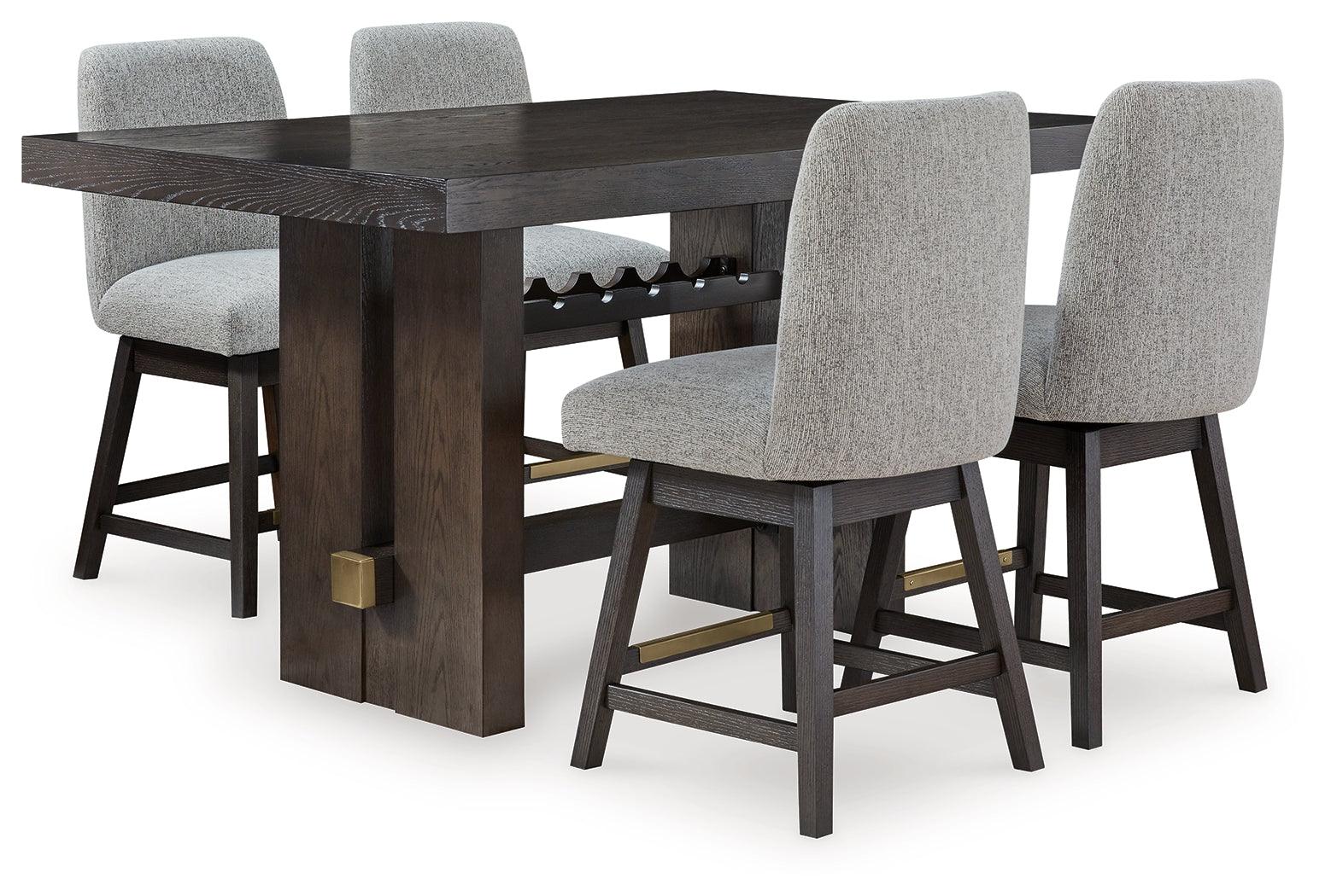 Burkhaus Dark Brown Counter Height Dining Table and 4 Barstools