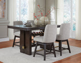 Burkhaus Dark Brown Counter Height Dining Table and 4 Barstools