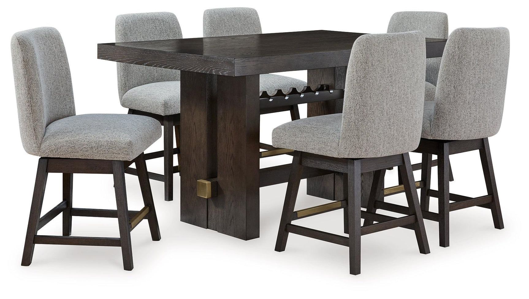 Burkhaus Dark Brown Counter Height Dining Table and 6 Barstools