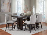 Burkhaus Dark Brown Counter Height Dining Table and 6 Barstools