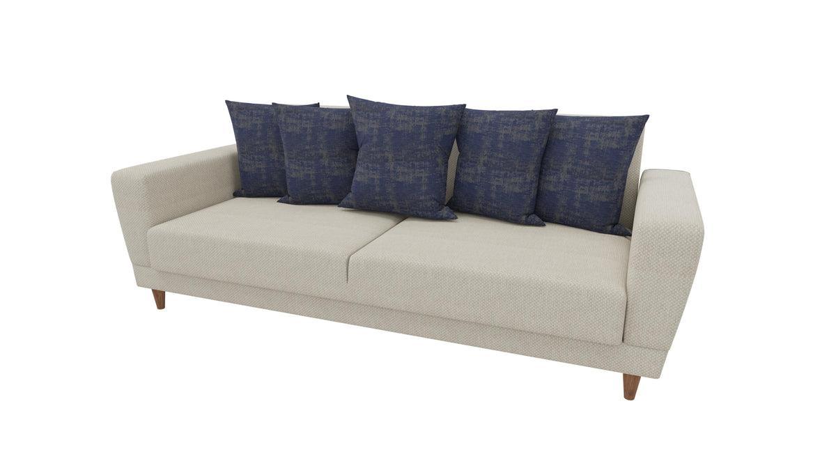 Dolce Cream/blue 3-Seater Sofa Bed - Ella Furniture