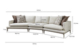 Alexis Ivory Linen 3-Piece Curved 126" Sectional with Ottoman