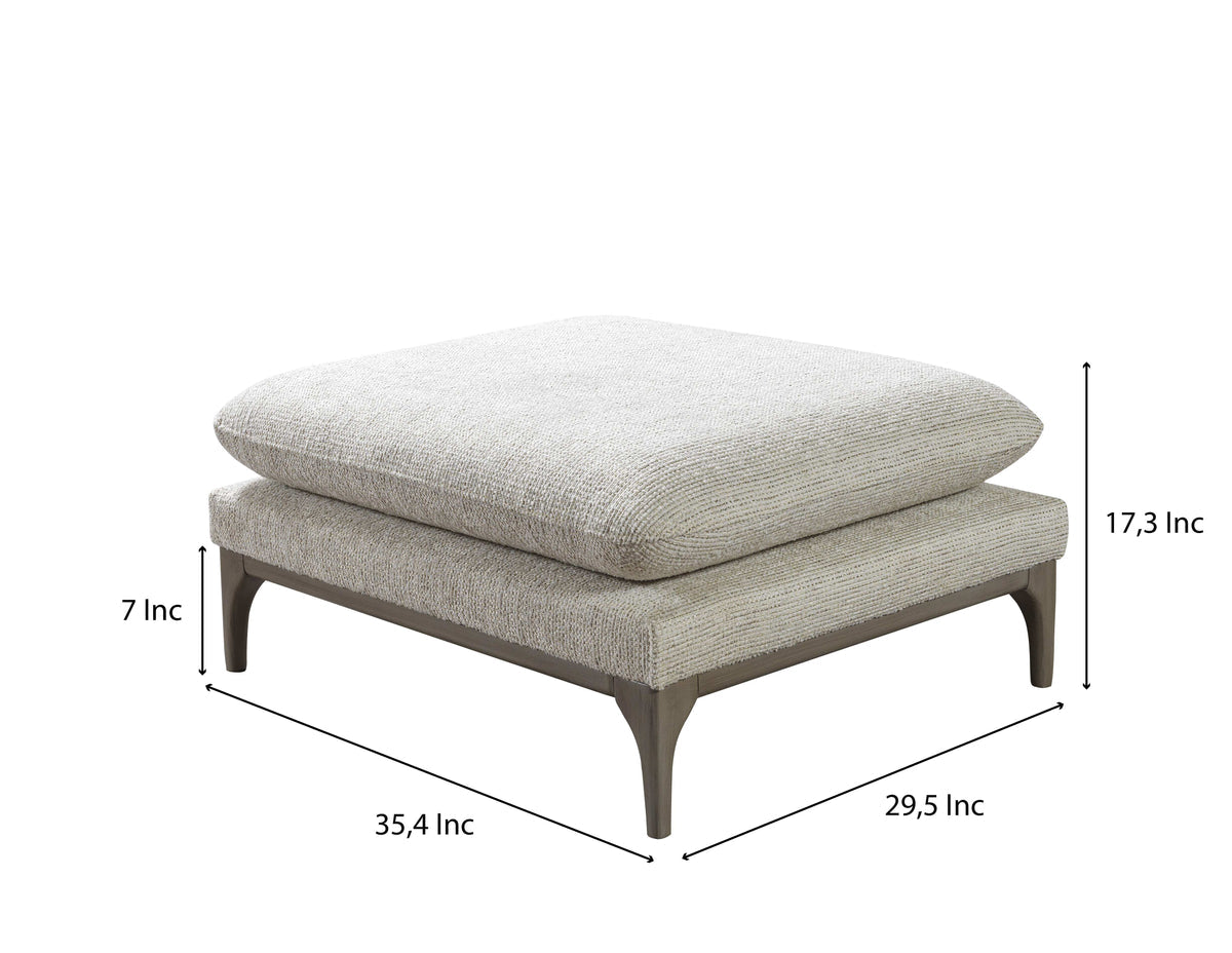 Alexis Ivory Linen 3-Piece Curved 126" Sectional with Ottoman