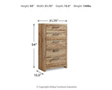 Hyanna Tan Brown Panel Storage Bedroom Set dimension view