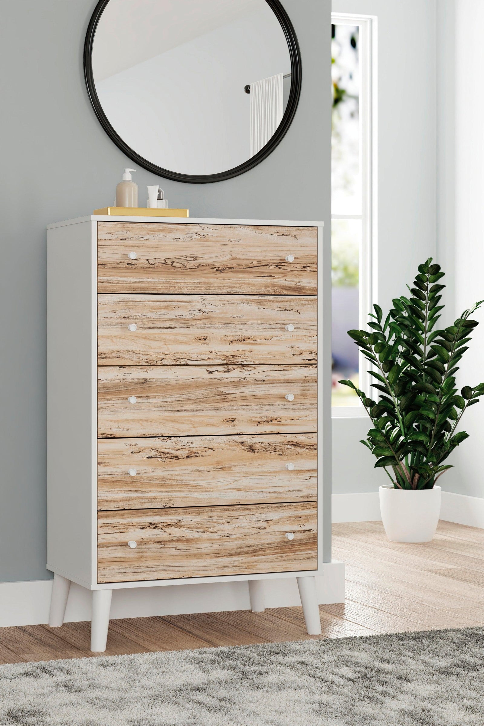 Piperton Two-tone Brown/white Chest Of Drawers - Ella Furniture