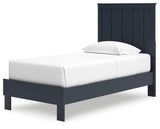 Simmenfort Navy Blue Twin Platform Bed