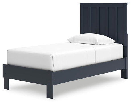 Simmenfort Navy Blue Twin Platform Bed angled view