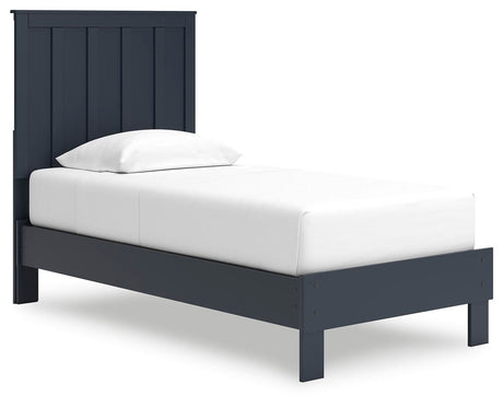 Simmenfort Navy Blue Twin Platform Bed angled view