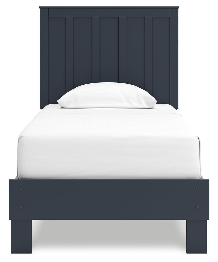 Simmenfort Navy Blue Twin Platform Bed