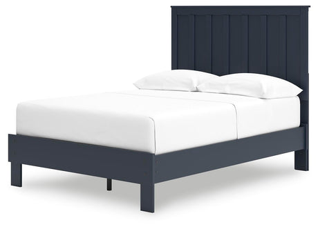 Simmenfort Navy Blue Full Platform Bed angled view
