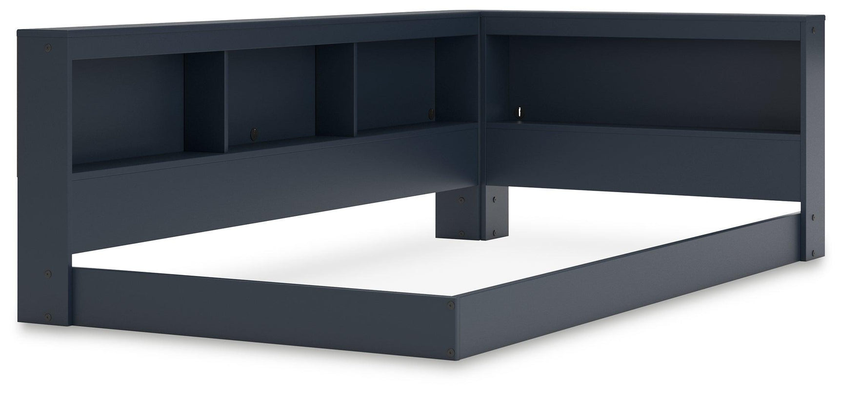 Simmenfort Navy Blue Twin Bookcase Storage Bed