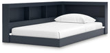 Simmenfort Navy Blue Twin Bookcase Storage Bed