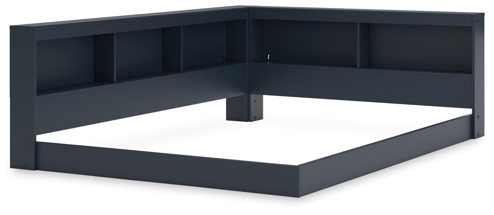 Simmenfort Navy Blue Full Bookcase Storage Bed