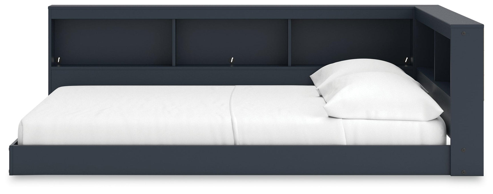 Simmenfort Navy Blue Full Bookcase Storage Bed