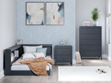 Simmenfort Navy Blue Twin Bookcase Storage Bed