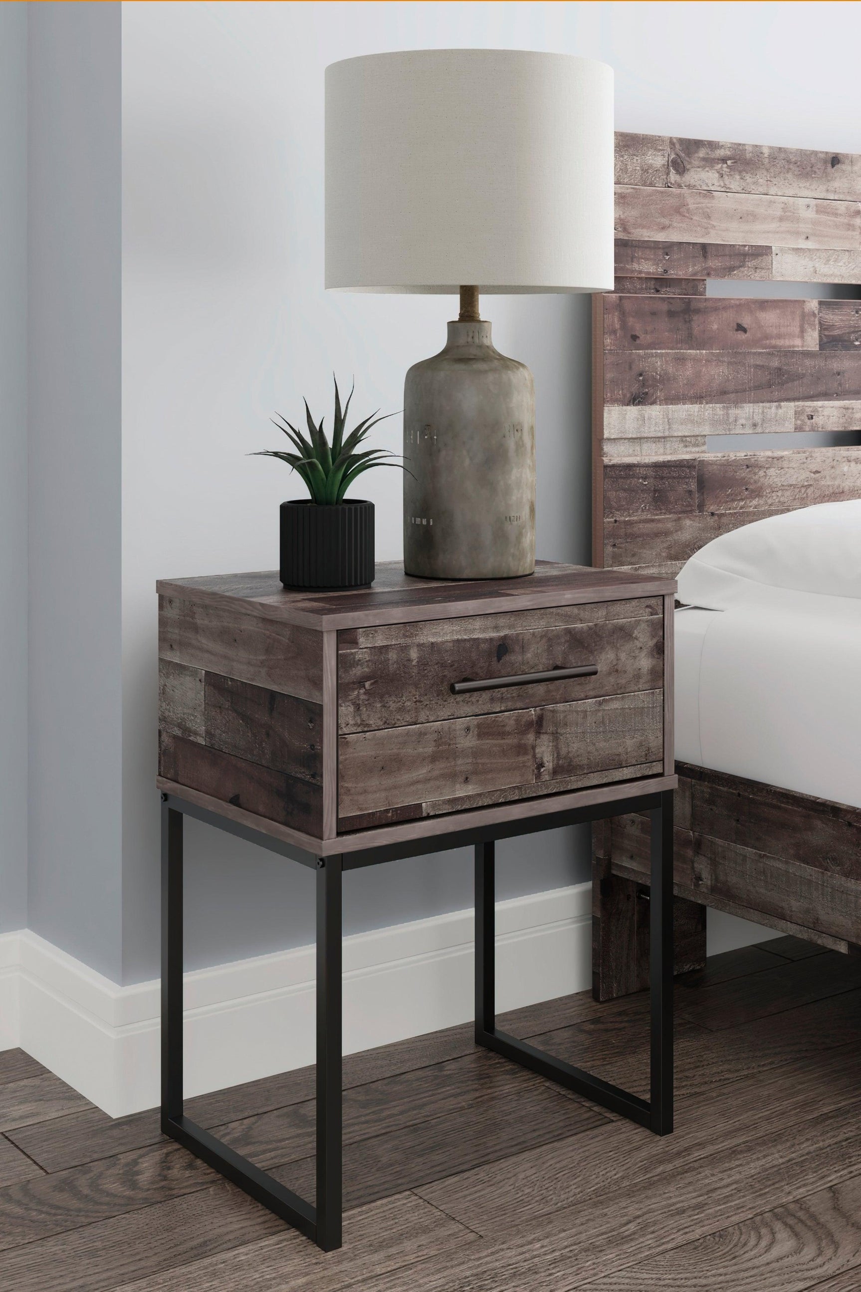 Neilsville Multi Gray Nightstand - Ella Furniture