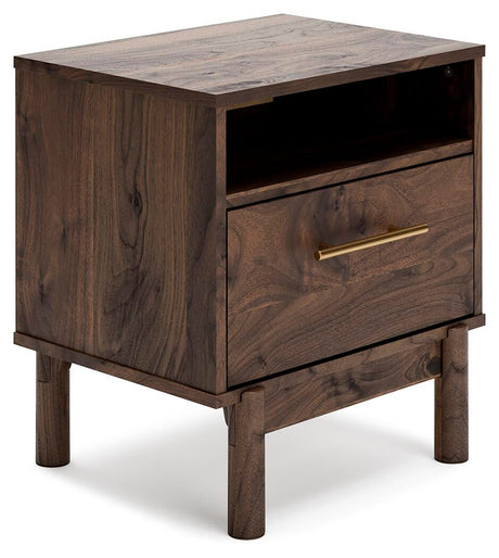 Calverson Mocha Nightstand angled view
