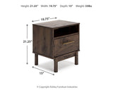Calverson Mocha Nightstand dimension view