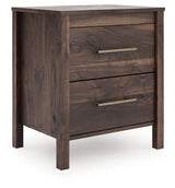 Calverson Mocha Nightstand with Open Cubby and Drawer