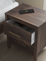 Calverson Mocha Nightstand with Open Cubby and Drawer