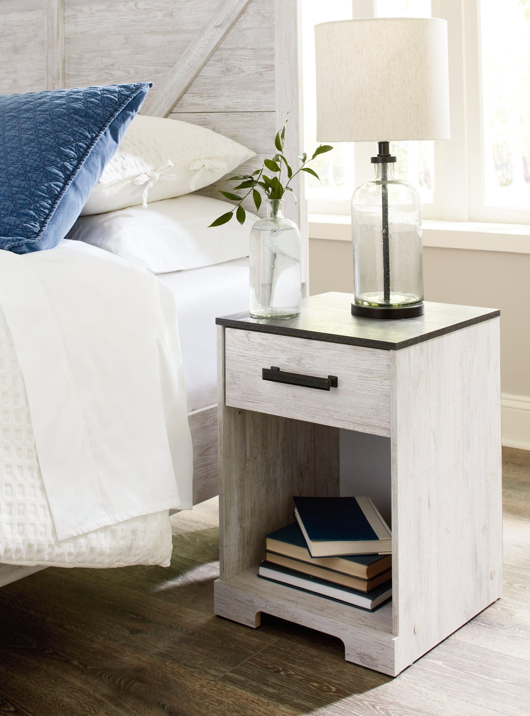 Shawburn Whitewash/Charcoal Gray Nightstand