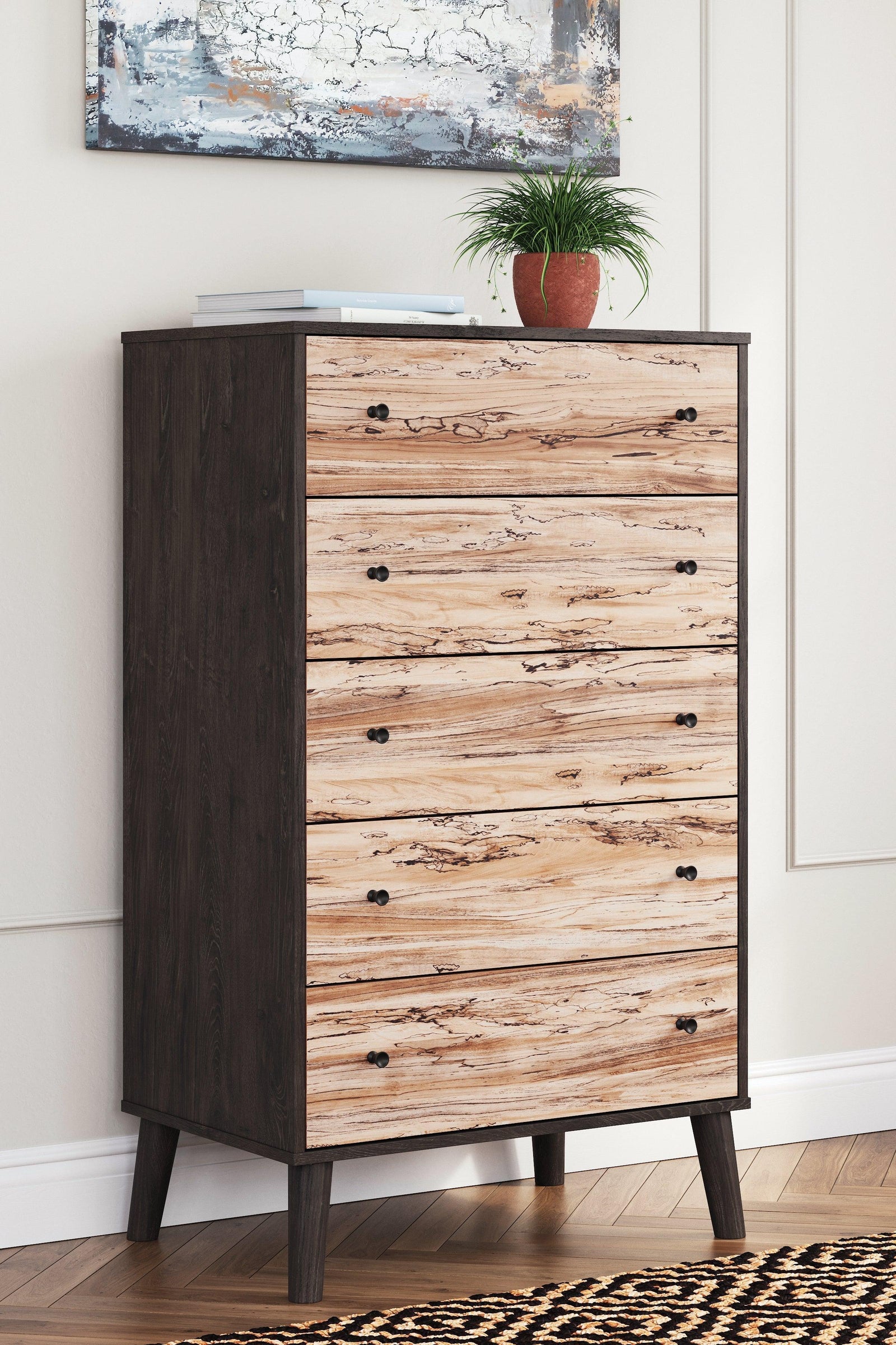 Piperton Two-tone Brown/Black Chest Of Drawers - Ella Furniture
