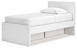 Onita White Twin Panel Platform Bed With 1 Side Storage