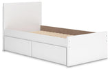 Onita White Twin Panel Platform Bed With 1 Side Storage