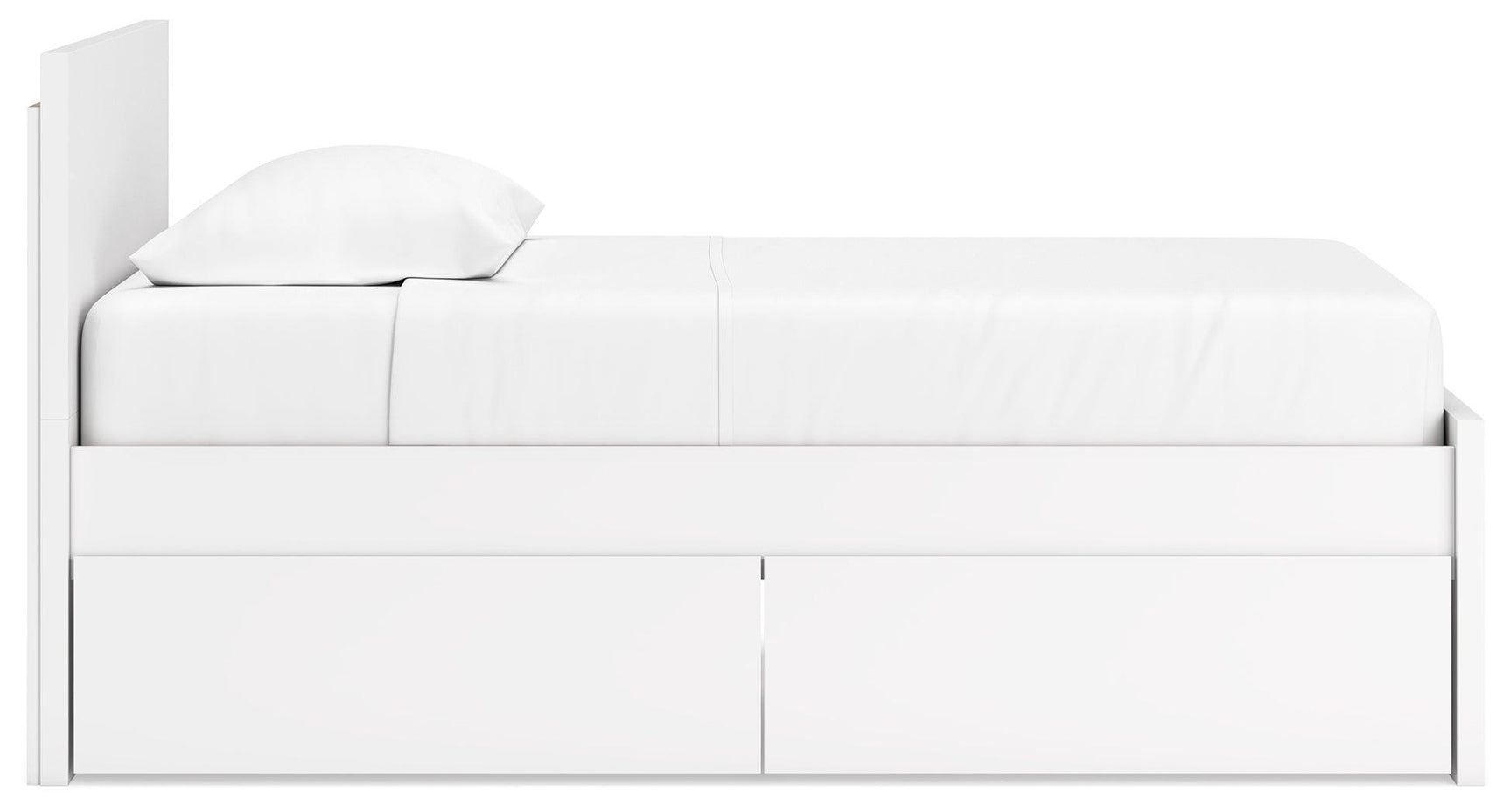 Onita White Twin Panel Platform Bed With 1 Side Storage