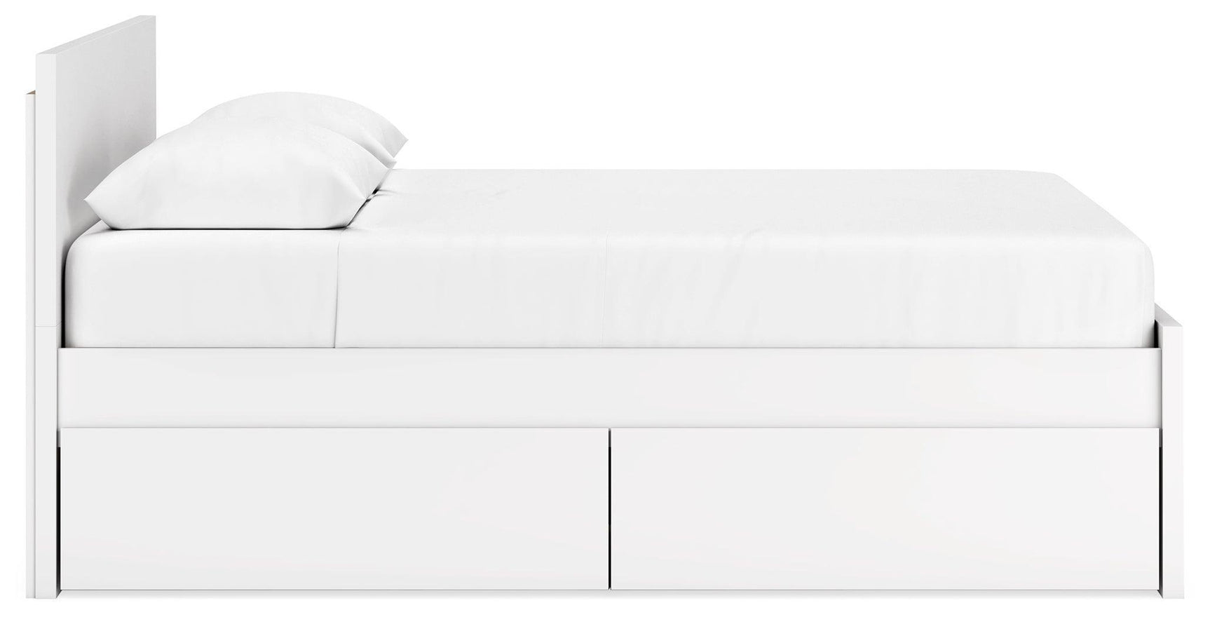 Onita White Queen Panel Platform Bed with 1 Side Storage