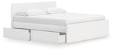 Onita White King Panel Platform Bed with Storage