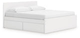 Onita White King Panel Platform Bed with Storage