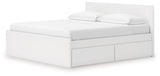 Onita White King Panel Platform Bed with 2 Side Storage