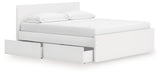 Onita White King Panel Platform Bed with 2 Side Storage