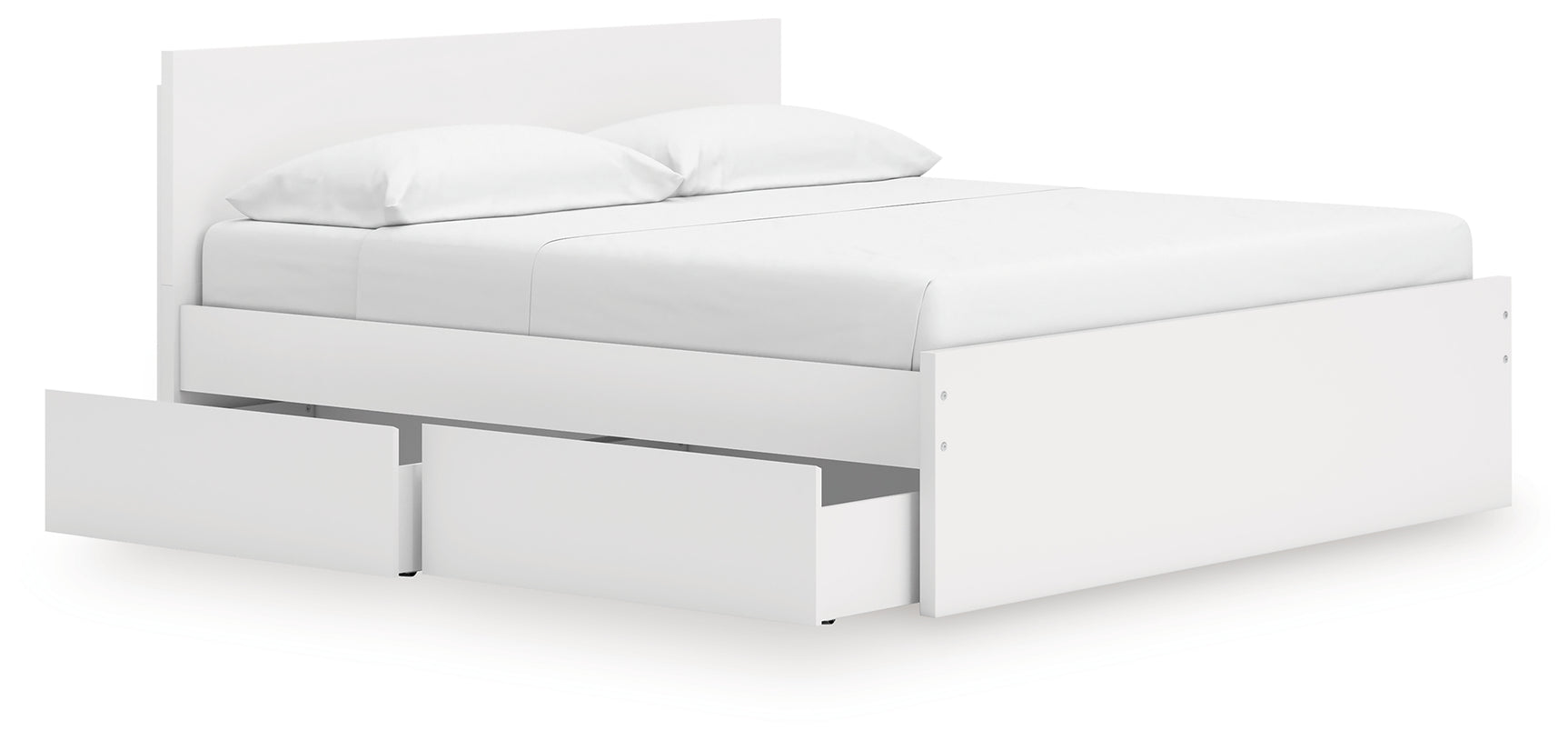 Onita White King Panel Platform Bed with 2 Side Storage