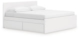 Onita White King Panel Platform Bed with 2 Side Storage